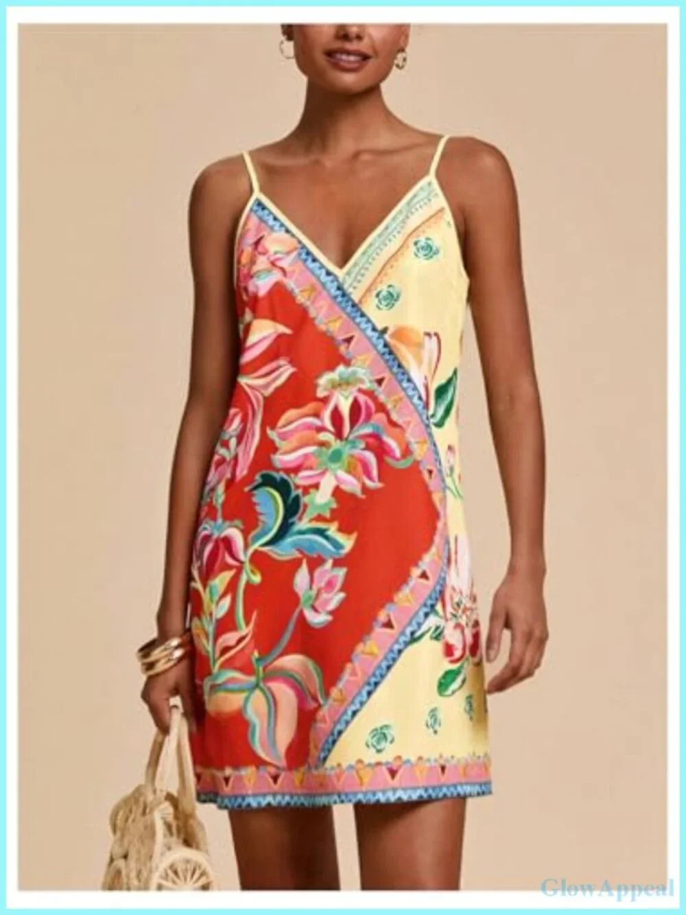 Boho Tropical Sleeveless Spaghetti Strap Mini Dress